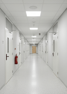 Brandschutztüren & Rauchschutztüren 1 Flur mit Brandschutztüren in einer öffentlichen Liegenschaft
